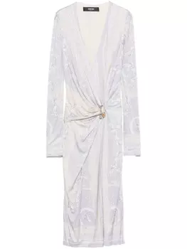 Versace платье миди с принтом Coupe des Dieux, нейтральный цвет