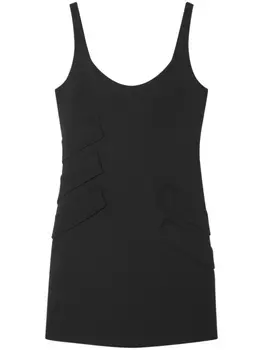 Versace платье мини из смесовой вирджинской шерсти, черный