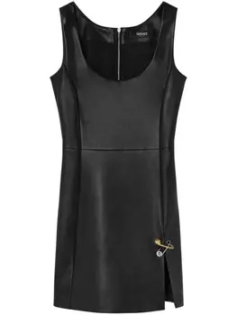 Versace платье мини с декоративной булавкой, черный