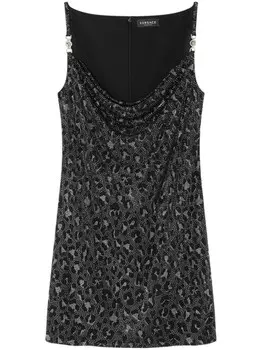 Versace платье мини с леопардовым принтом, черный