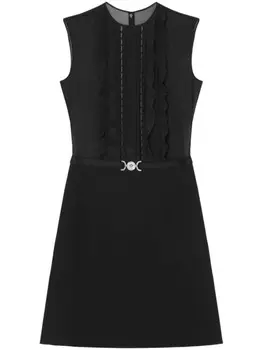 Versace платье мини с оборками и декором Medusa, черный