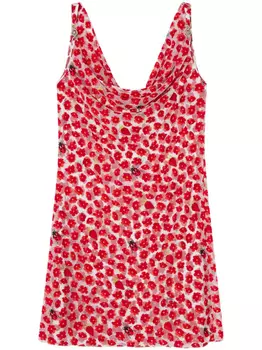 Versace платье мини с принтом Strawberry Garden Devore, белый