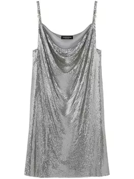 Versace платье мини с воротником-хомутом, серебристый