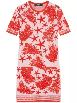 Versace платье мини тонкой вязки, красный