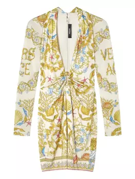 Versace платье мини Underwater Barocco, белый