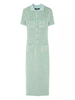 Versace платье мини в технике кроше, зеленый