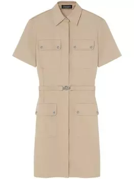Versace платье-рубашка мини из габардина карго, нейтральный цвет