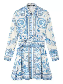Versace платье-рубашка Underwater Barocco, синий