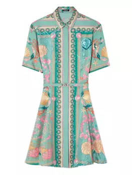 Versace платье-рубашка Underwater Barocco, зеленый