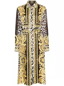 Versace платье-рубашка Wild Barocco Foulard, золотистый