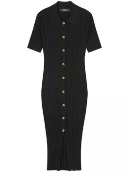 Versace платье в рубчик с пуговицами Medusa, черный