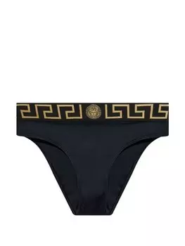 Versace плавки бикини с логотипом на талии, черный