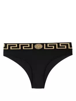 Versace плавки бикини с узором Greca, синий