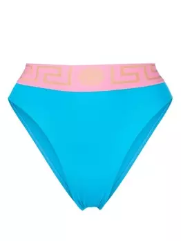 Versace плавки бикини с узором Grecca, синий