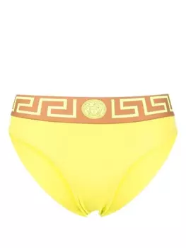 Versace плавки бикини с жаккардовым узором Greca, желтый