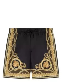 Versace плавки-шорты с кулиской и принтом Barocco, черный
