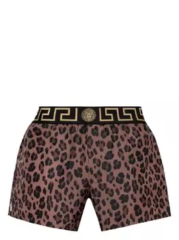 Versace плавки-шорты с отделкой Greca, коричневый