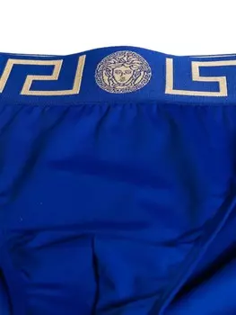 Versace плавки-шорты с поясом Greca, синий