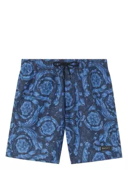 Versace плавки-шорты с принтом Barocco, синий