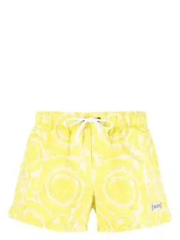 Versace плавки-шорты с принтом Barocco, желтый