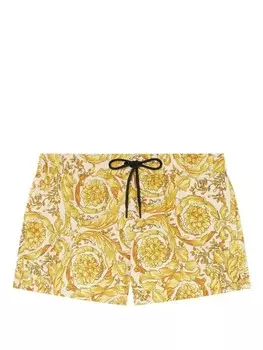 Versace плавки-шорты с принтом Barocco, желтый
