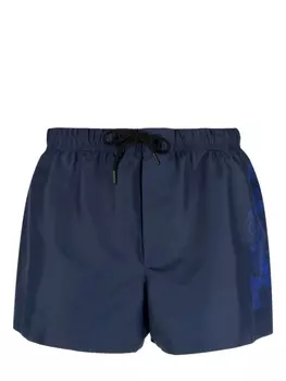 Versace плавки-шорты с принтом Versace Cartouche, синий