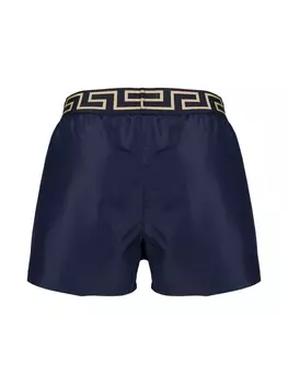 Versace плавки-шорты с узором Greca, синий