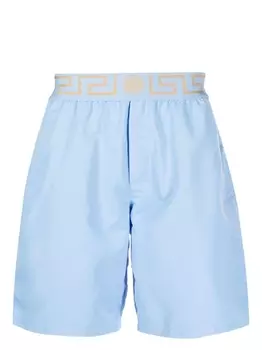 Versace плавки-шорты с узором Greca, синий