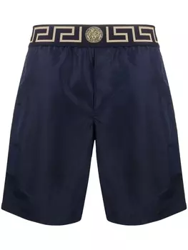 Versace плавки-шорты с узором Greca, синий
