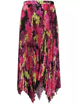 Versace плиссированная юбка миди с абстрактным узором, черный
