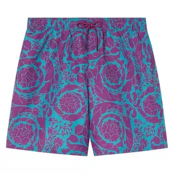 Versace Пляжные шорты Barocco Silhouette, Темно-бирюзовый/Сливовый