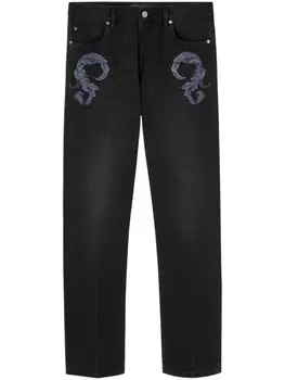 Versace прямые джинсы с вышивкой Barocco, черный