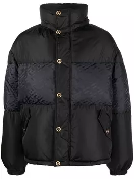 Versace пуховик с узором La Greca, черный