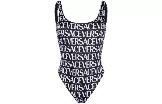 VERSACE Распечатать цельный купальник «Черно-белый»