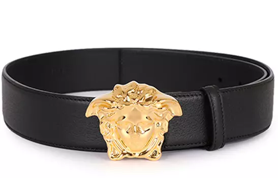 VERSACE Ремень мужской FANSIZHE из коровьей кожи, черный, ширина 3,8 см