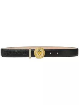 Versace ремень с тиснением под крокодила и декором Medusa, черный