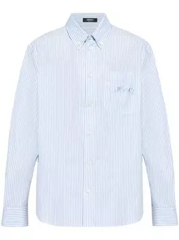 Versace рубашка из хлопка в полоску Seashell Baroque, синий