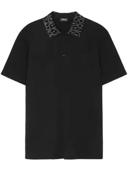 Versace рубашка поло с кристаллами, черный