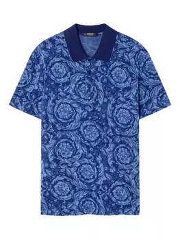 Versace рубашка поло с узором Barocco, синий
