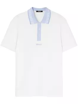Versace рубашка поло с вышитым логотипом, белый
