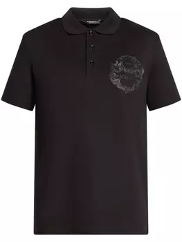 Versace рубашка поло с вышитым логотипом, черный