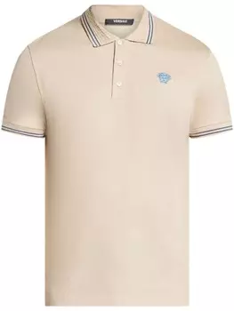 Versace рубашка поло с вышивкой Medusa, нейтральный цвет