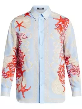 Versace рубашка с длинными рукавами Barocco Sea, синий