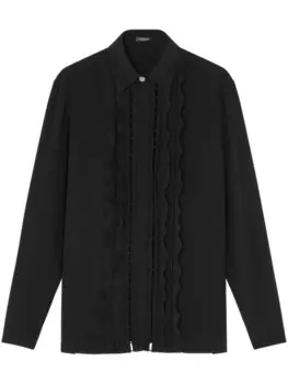 Versace рубашка с длинными рукавами и оборками, черный