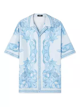 Versace рубашка с короткими рукавами и принтом Barocco, серый