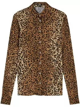 Versace рубашка с леопардовым принтом, коричневый