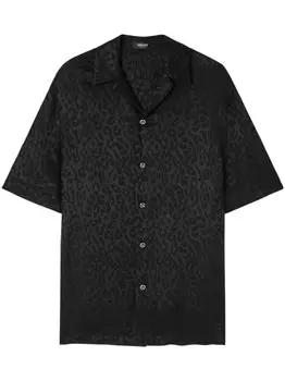 Versace рубашка с леопардовым жаккардом, черный