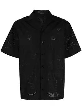 Versace рубашка с перфорацией, черный