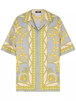 Versace рубашка с принтом Barocco, серый