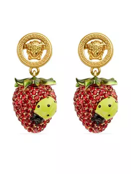 Versace серьги Crystal Strawberry Garden, золотой